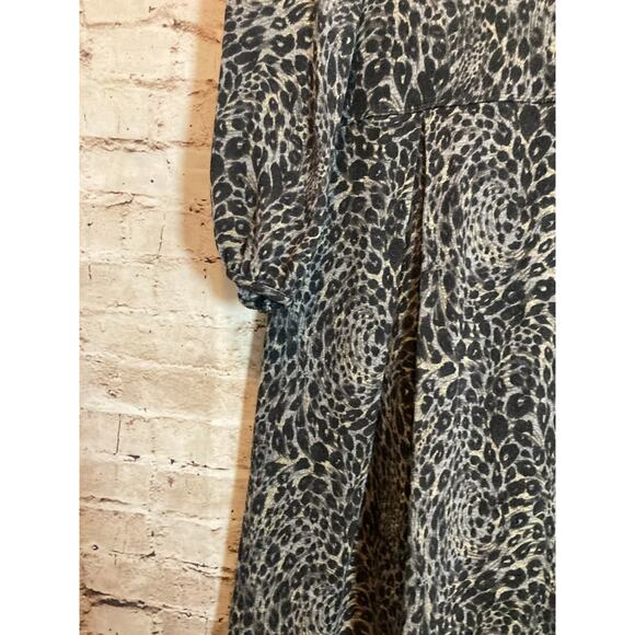 New Directions Sweater Dress Womens XL Gray Cheetah Leopard Cowl Neck Stretch - Picture 6 of 14